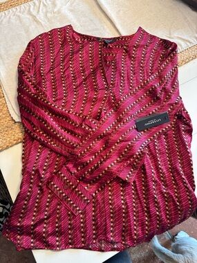 Liverpool Magenta and Orange Geometric Dot Blouse